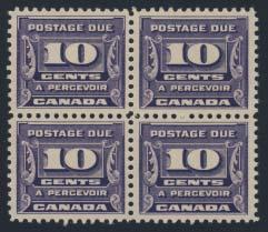 ..unitrade C$1,000 Back of Book-Postage Dues 445 */** #J14 1933 10c dark violet Postage Due, mint block