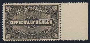 ...unitrade C$600 Back of Book-Federal Revenues 459 * #O245 1938 $1 violet Chateau Ramezay perforated Official, mint lightly