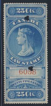 25c blue Consular Fee stamp, key value, mint