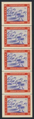 50 Mallards, mint never hinged misperforated block of 4 plus two half stamps, very.