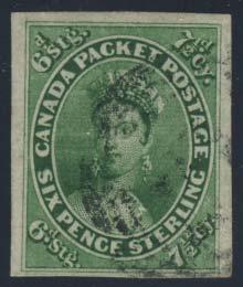 ..unitrade C$1,000 17 #8 1857 ½d rose Victoria on wove paper, used with four ring #37 (Quebec)