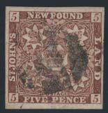 550 550 553 554 #5 1857 5d brown violet Heraldic, used with segmented cork