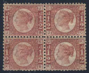 on lower left stamp and small ink number on reverse of upper left stamp, overall