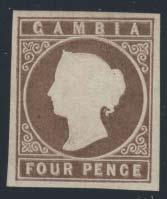 .. Scott $240 Gambia 723 * #8 1880-1881 3d pale dull ultramarine