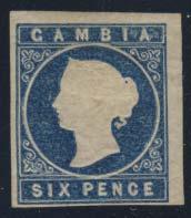 Two stamps, fi ne to very fi ne, latter with clipped perfs at top.