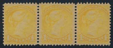 ...unitrade C$225 54 56 x57 54 ** #35 1897 1c yellow Small Queen, mint never hinged with original