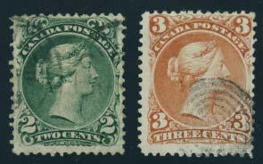 ..unitrade C$500 41 42 41 42 #23a 1869 1c deep orange Large Queen, used with deep colour