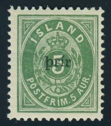 Iceland continued Israel 1001 ** #33 1897 3a on 5a black prir surcharge, fresh, mint never hinged, fi ne-very