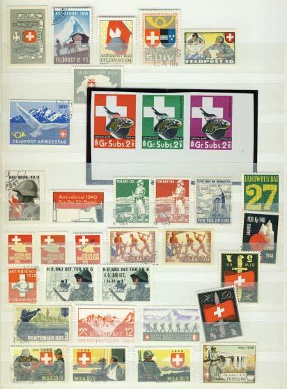 ... Est $500 1543 Switzerland #10/88 Collection of 30 stamps on 4 album pages, catalogued by owner at $604 with #10 cut into and 1F standing Helvetia identifi ed as #87b being badly thinned, else