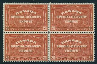margin block of four, fresh and nicely centered, top stamps lightly hinged