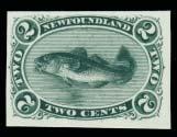 ..unitrade C$400 662 E/P #24P 1870 2c green Cod Fish plate proof, on India on card,