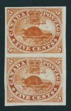 ..unitrade C$550 15 16 15 16 #12 1858 3d red perforated Beaver, used single centered to right bottom,
