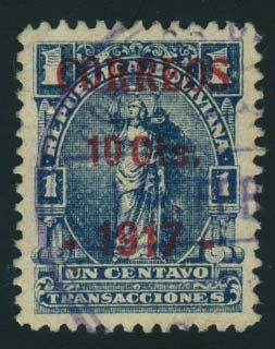 Bolivia continued 935 #102 1917 10c Type 1 overprint on 1c blue Revenue stamp, a very scarce stamp of Bolivia accompanied by 1967