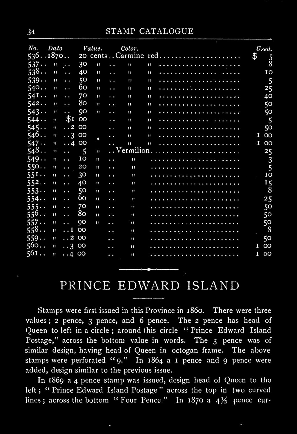 Prince Edward Island Postage," across the bottom value in words The pence was of similar design, having head of Queen in octogan frame The above stamps were perforated "9" In 864 a I pence and 9