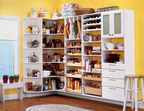 Cabinets close to conceal cookware and cleaners.
