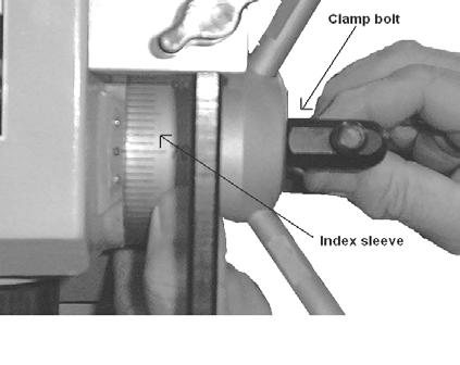 Table tilting adjustment: Using an adjustable or box wrench loosen table level lock bolt.