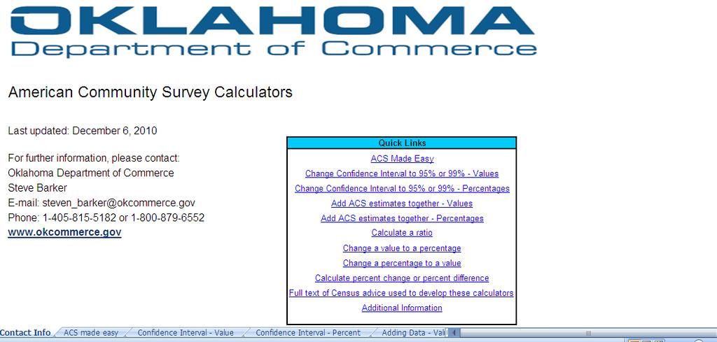 Oklahoma Department of Commerce ACS Calculator (the easy way!) www.
