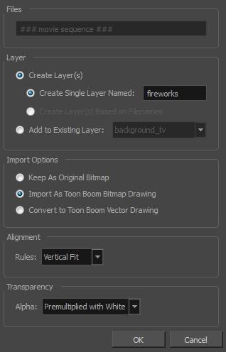 3. Make your decisions for the Layer, Alignment and Transparency sections of this dialog box see Importing a Bitmap Image Without Vectorization on page 12. 4. Click OK.