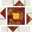 Sew the rows to opposite sides of the flower center to complete the 5" x 8" center row. Press seams toward the flower center. Triangle Unit Make 20 of each print (160 total) 3.