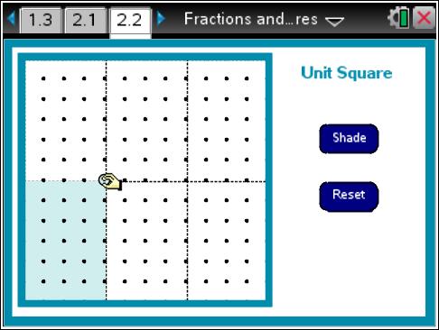 Class Discussion (continued) Have students Suppose you shaded unit squares to show an area representing and an area representing 5.