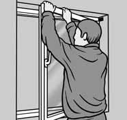 Remove wedges after fixing 6) Insert the sash into the frame and carefully apply downward force (for three handled and one