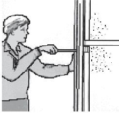 8 metres) to verify that the hinged side of the door is vertical and does not lean inwards or outwards.