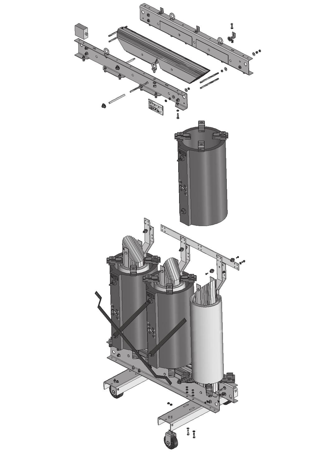 8. Additional information Exploded diagram of a cast resin transformer 19 2 16 15 20 4 11 10 9 8 14 9 3 13 1 7 12 17 6 18 5 1. Magnetic core 2. Upper yoke 3. Core lifting rods 4. Upper core clamps 5.