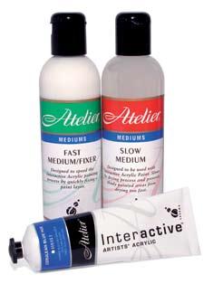 Specially designed for slow drying wet-in-wet techniques. Only effective with Atelier Interactive and Absolute Matte. Recomended for use with Atelier Interactive.