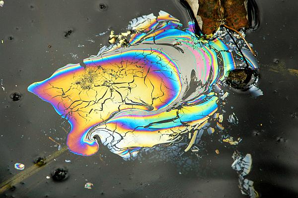 The colours in oil slick come from the interference of light waves