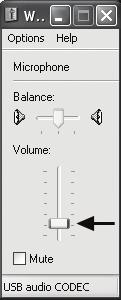 7. To adjust the volume of the microphone signal that goes to the computer and is recorded, click on the Volume button under sound recording. 8.
