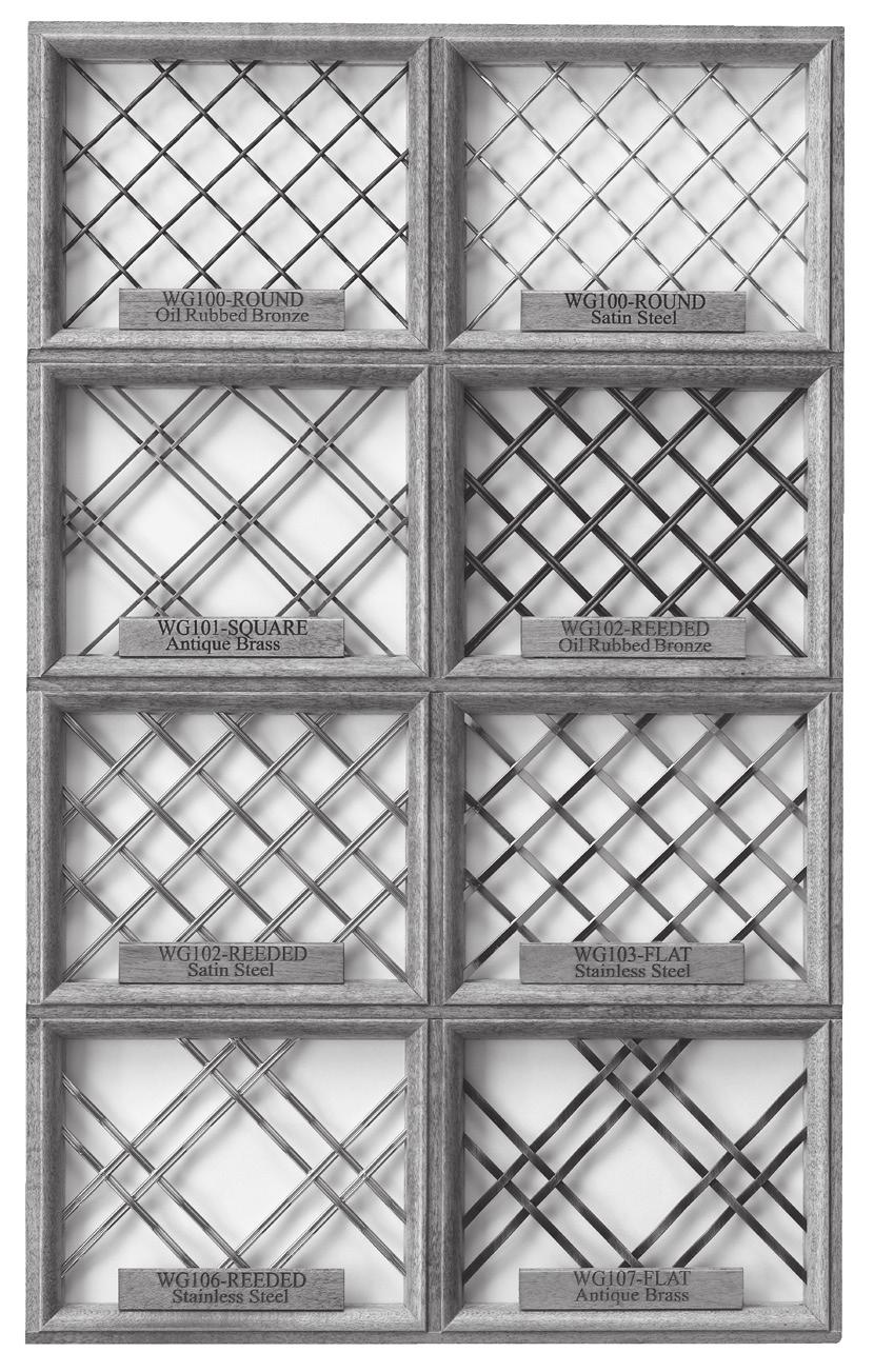 Wire Grille Inserts (continued) Wire Grille Display Unit Features 8 Wire Grille patterns and all 4 program finishes.