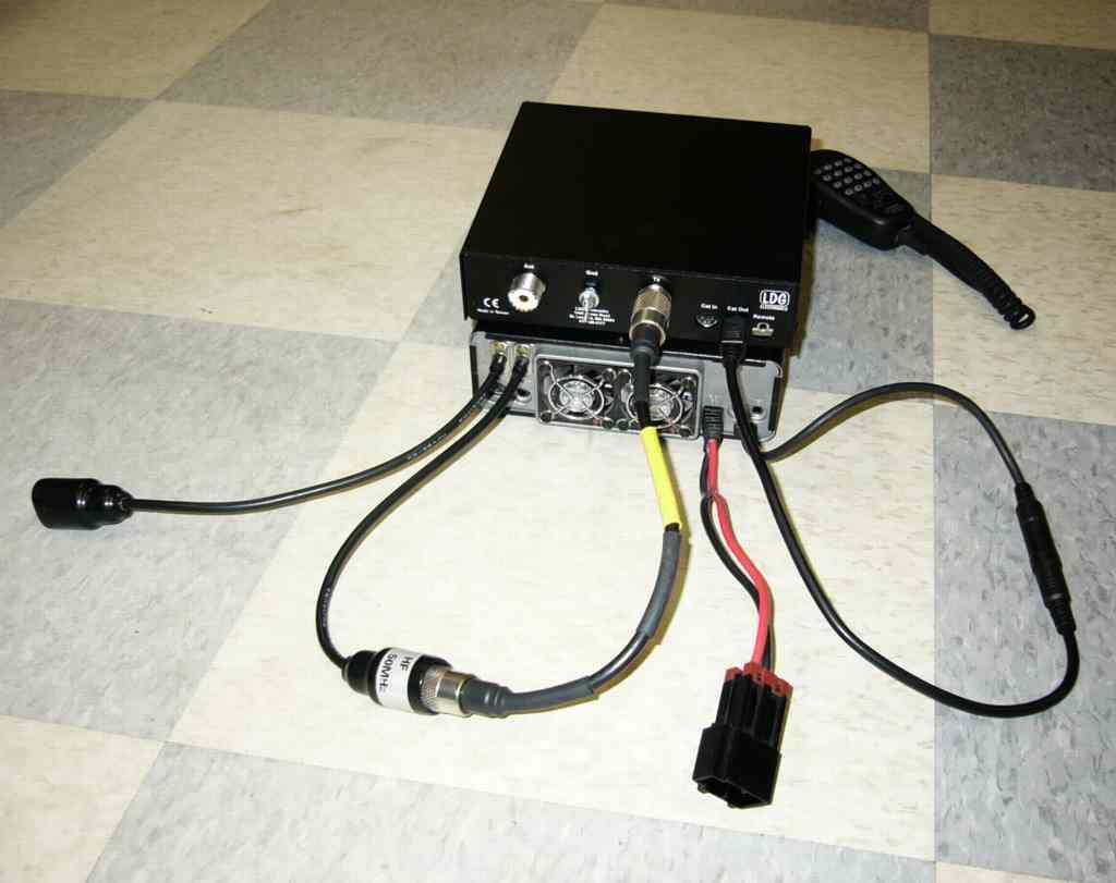 FT-100, FT-100D Installation: Connect the HF/50 MHz antenna jack on the FT-100 to the TX jack on the back of the YT- 100, using the supplied coax jumper cable, or a similar 50 ohm coax cable rated