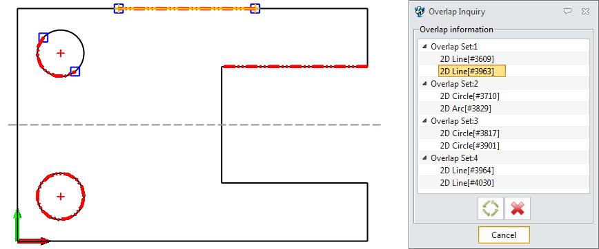 Figure 97 Overlap Inquiry Notes: During the process of analysis, the blanked geometry will not be considered. 1.7.3 Curvature plot Constraint ribbon toolbar->constraint-> Use this command to inquire the curvature plot of curves.