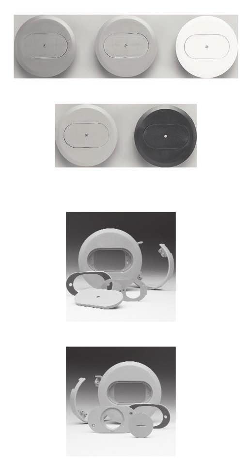 Round Floor Boxes Nonmetallic Covers High impact-resistant thermoplastic Compatible with standard NEMA Duplex and 1-1/ in.
