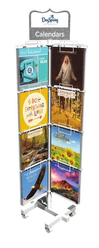 » MERCHANDISING 28-MONTH PLANNER DISPLAY Display includes 4 each of 16 designs. Display is 14" tall, 18" wide, and 9" deep. Images of displays are for reference only.