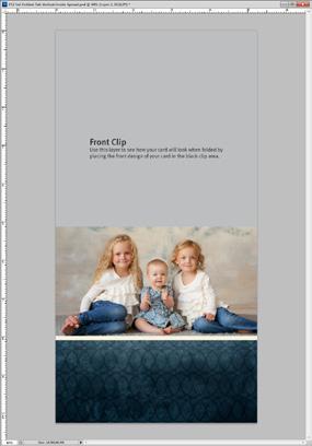 Example: Inside spread of 5x5 Vertical Boutique Card with the Front Clip layer turned on.
