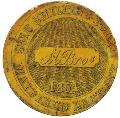 120-150 268 Ireland, Co Waterford, Mayfield, Malcolmson Bros, Shilling Card Truck Tokens, 1854, signed E.