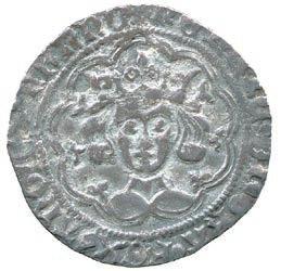 Calais mint, crowned facing bust, within tressure of nine arcs, large fleur on most