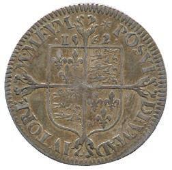 pellets behind in field for denomination, initial mark escallop (1584-1586) both sides,