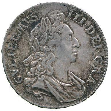 165 William III, Silver Crown, 1695 SEPTIMO, cinquefoil stops, Shilling, 1696 (S 3470, 3497); George I