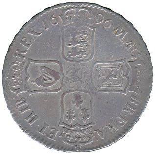 1000-1200 171 William III, Silver Sixpence, 1697, third bust right, rev crowned cruciform emblematic