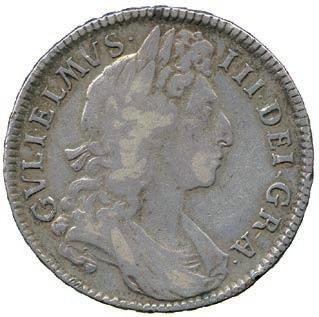 60-80 167 William III, Silver Crown, 1696, third laureate and draped bust right, rev crowned cruciform