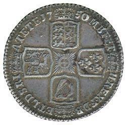 60-80 183 George II, Silver Sixpence, 1746, LIMA below older laureate and draped bust