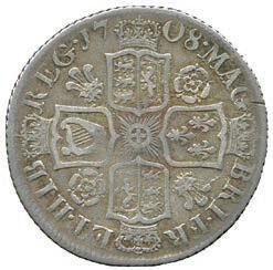 80-100 176 Anne, Post-Union, Silver Shilling, 1707, plain, third bust left, rev cruciform