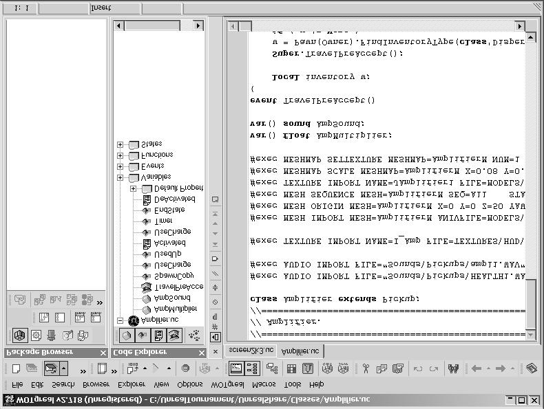 Figure 3 The WOTgreal UnrealScript IDE Figure 4 UnrealEd IDE Implementation of two of the sub-modules mentioned earlier is in progress; the 2D HUD module, and the session recording module.