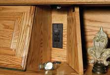 In the Headboard* Two secret compartments; one to keep electrical wiring out of sight. The other for whatever you like.