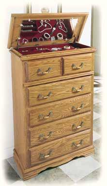 Five fullextension drawers with cedar-lined top drawer Lift-lid, velvetlined jewelry compartment The Master-piece