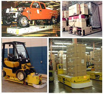 Mobile base robots in industry AGV (Automated Guidance Vehicles) for material and parts