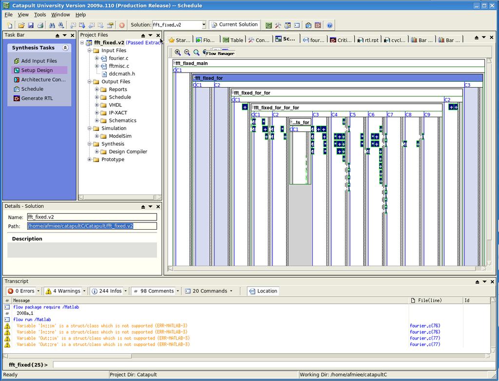 Figure 3. ESL Mentor Graphics CatapultC C++ to RTL tool.
