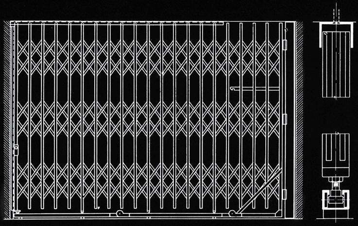 shallow cabinet 20 maximum corridor width no. 5766S Single type folding gate, full opening height. Over 8 high, row lattice.